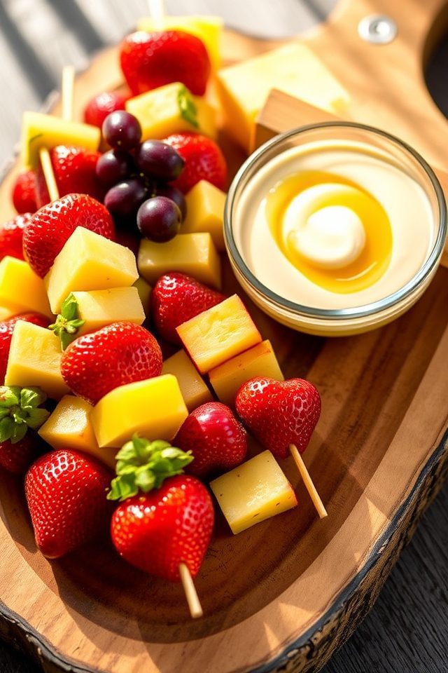 fruit skewers with dip