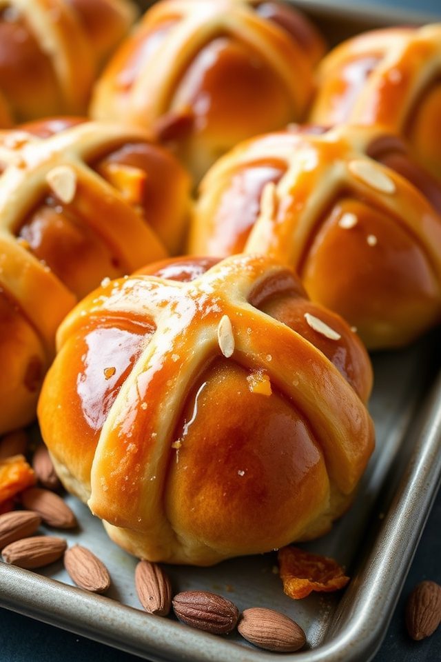 fruity almond hot cross buns