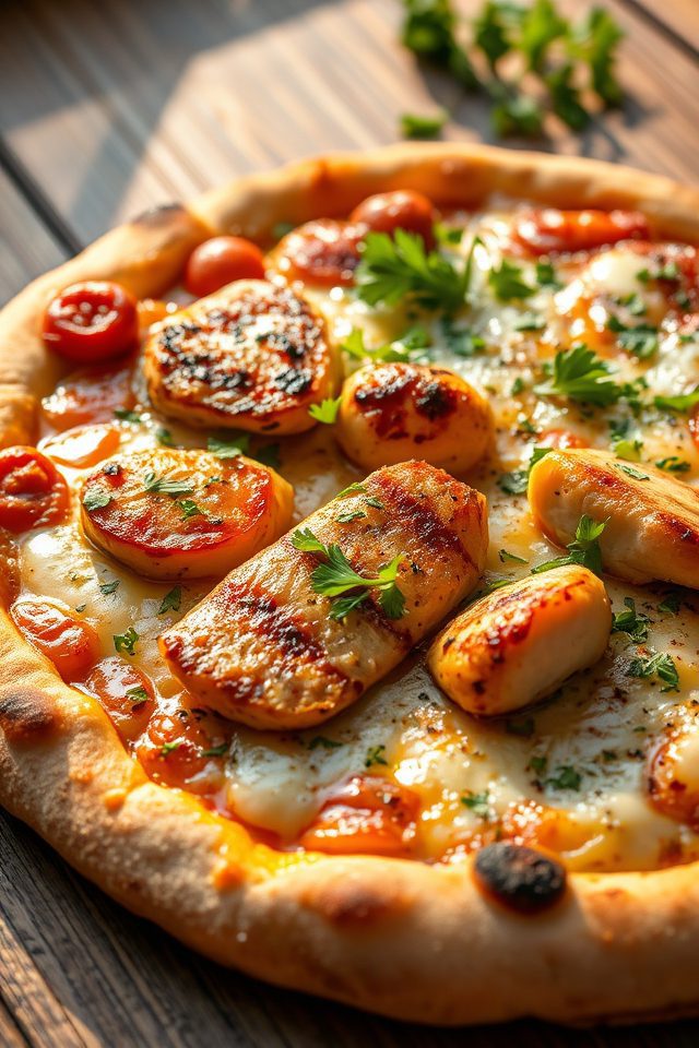 garlic butter chicken pizza