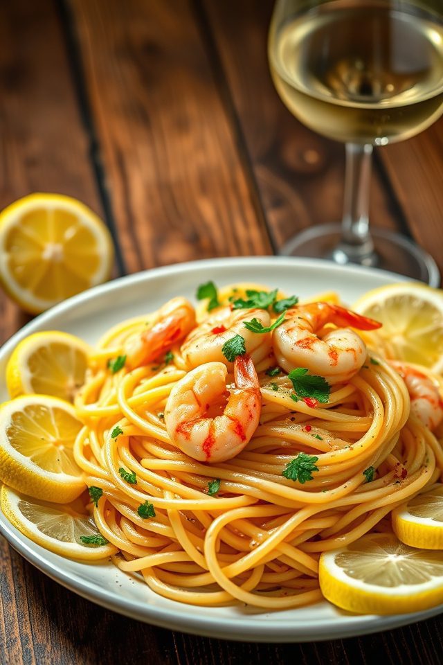 garlicky shrimp pasta delight