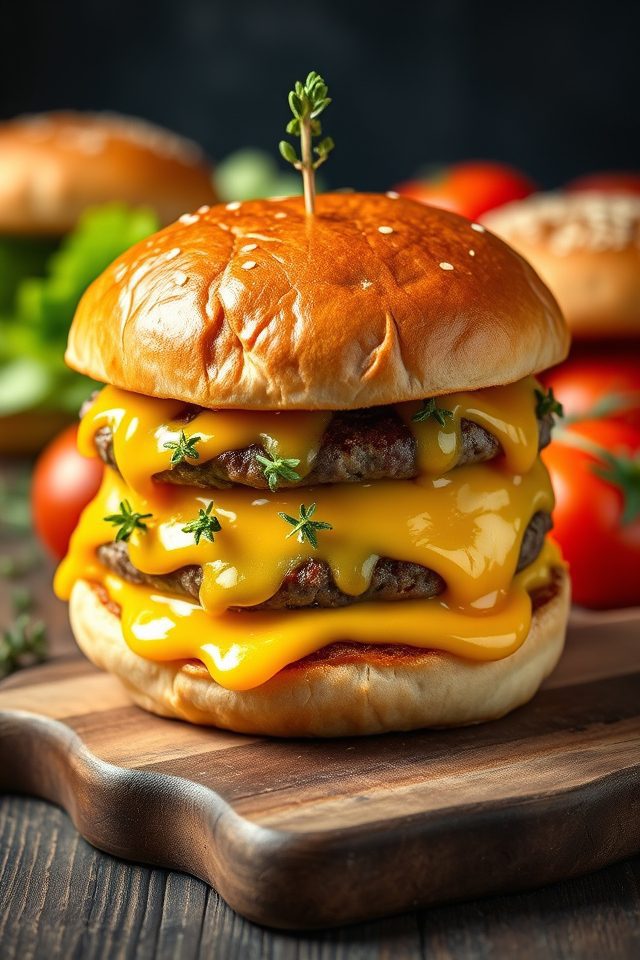 gourmet burger with goat cheese