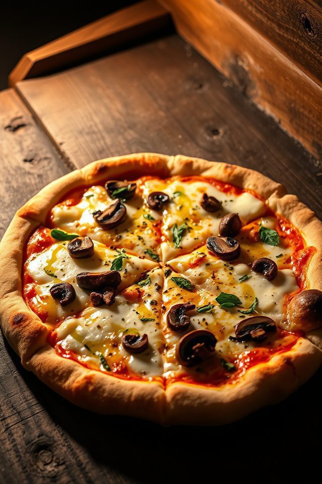 gourmet truffle mushroom pizza