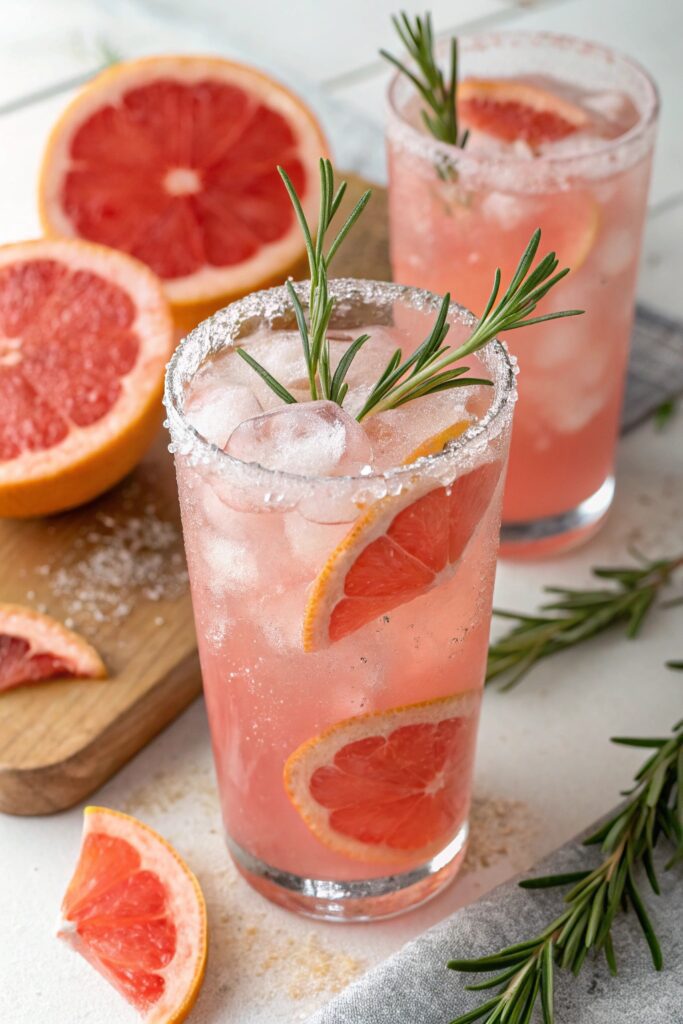 sparkling rosemary grapefruit cocktail