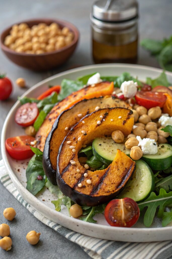 Grilled Acorn Squash Salad With Chickpeas