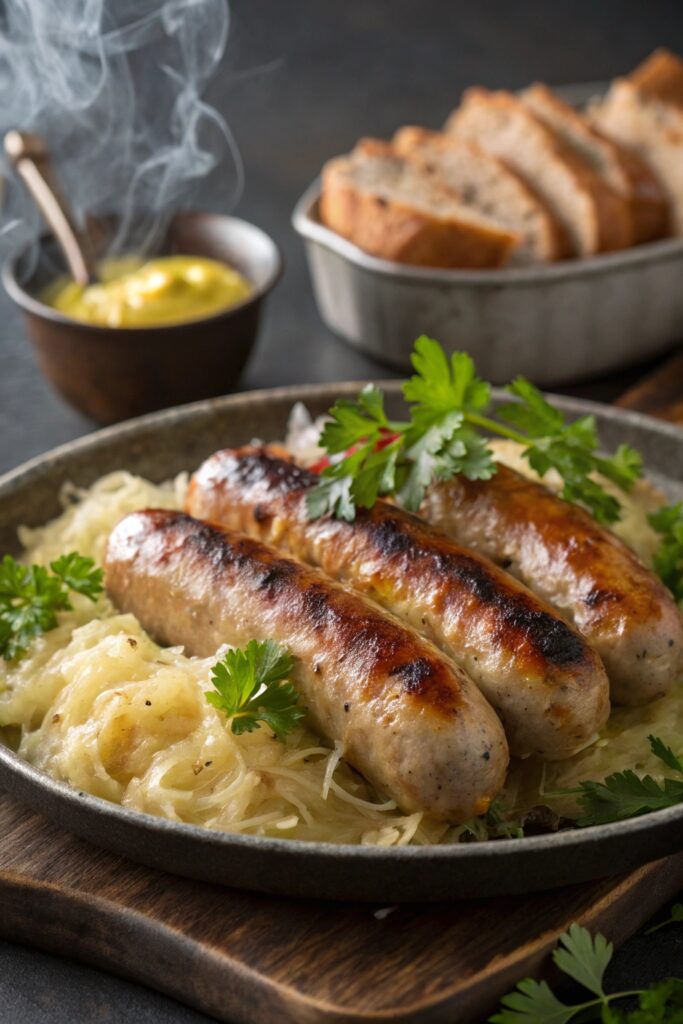 grilled bratwursts with sauerkraut