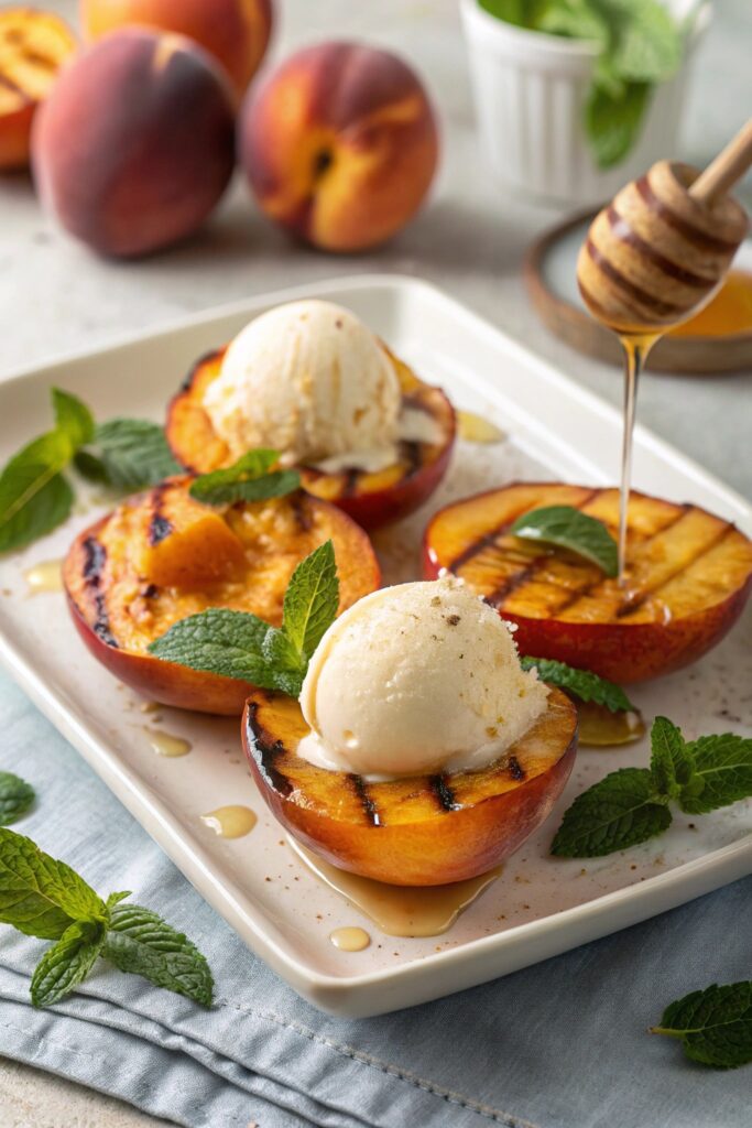 grilled peaches with ice cream
