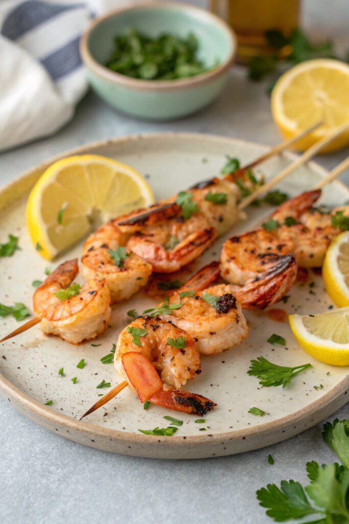 marinated grilled shrimp skewers