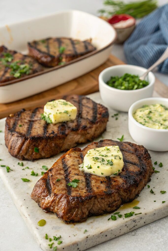 garlic herb butter steaks