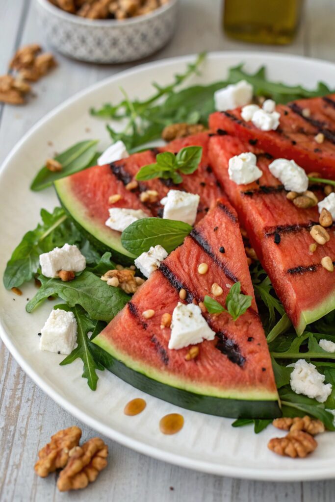 grilled watermelon goat cheese salad