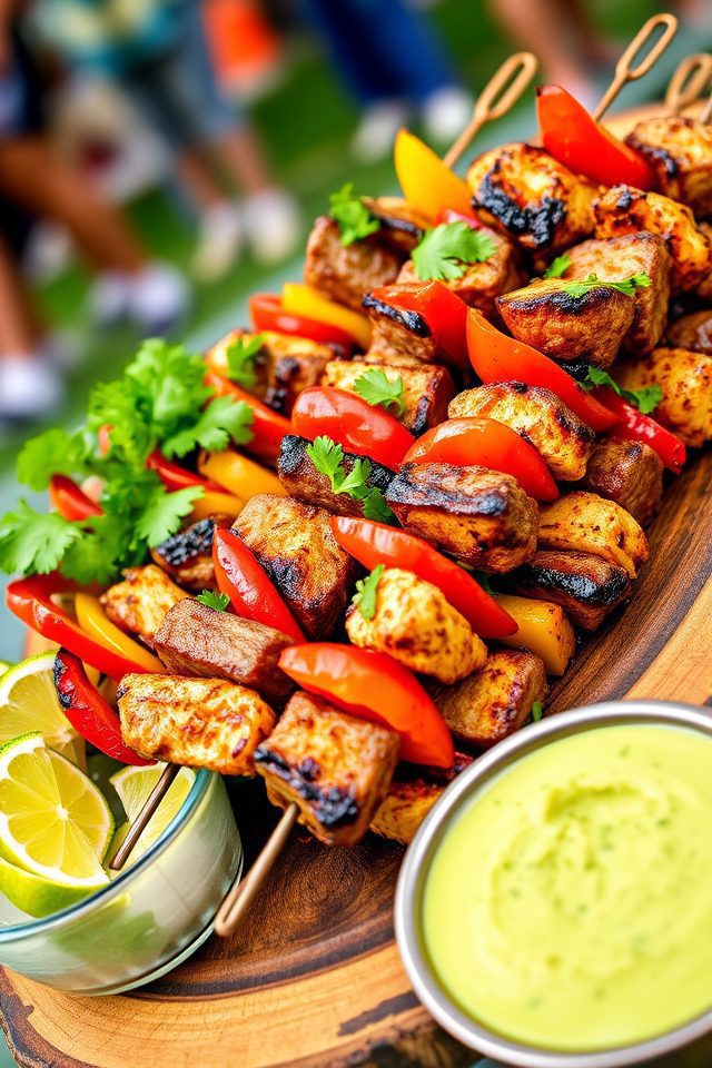grilled marinated fajita skewers