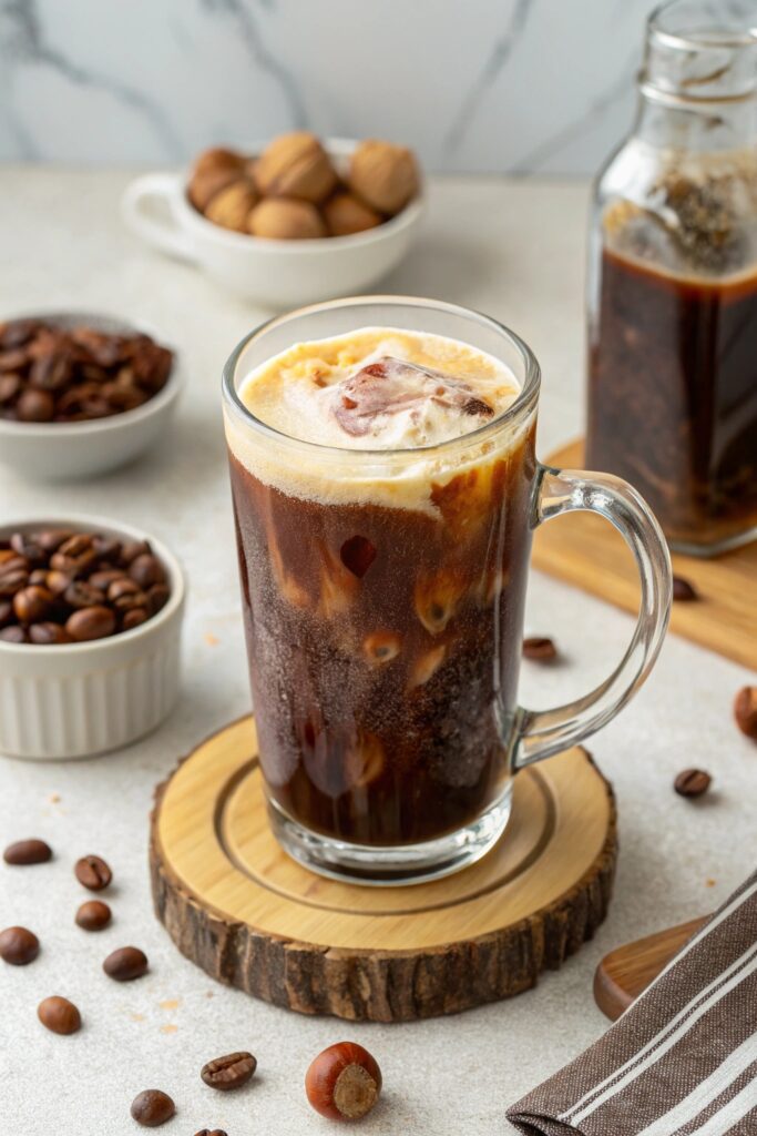 hazelnut infused cold coffee delight