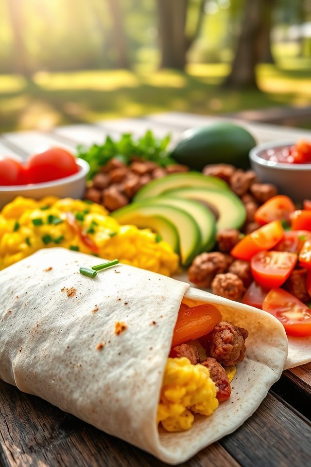 hearty camping breakfast burritos