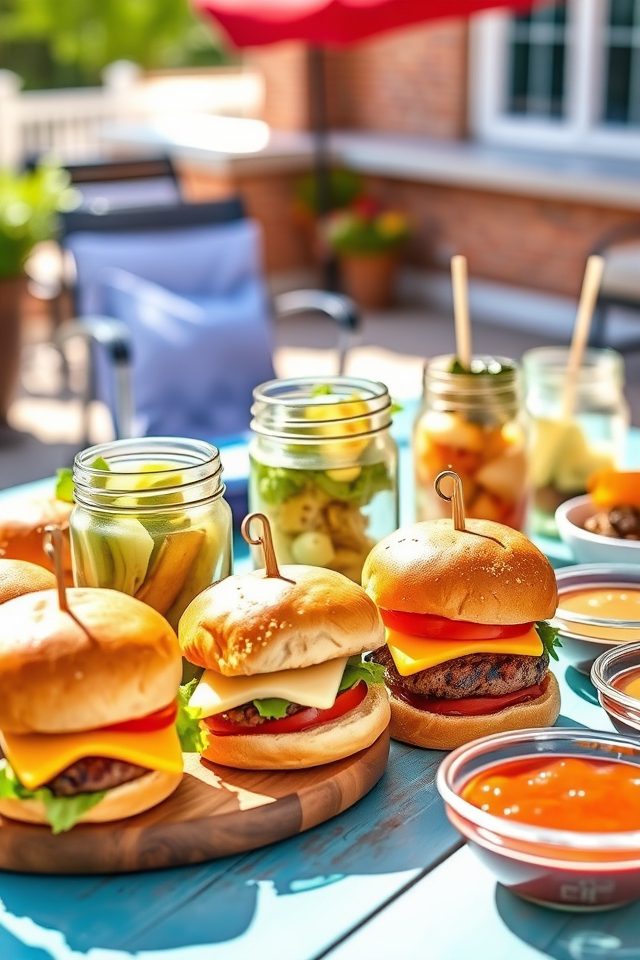 interactive burger toppings bar