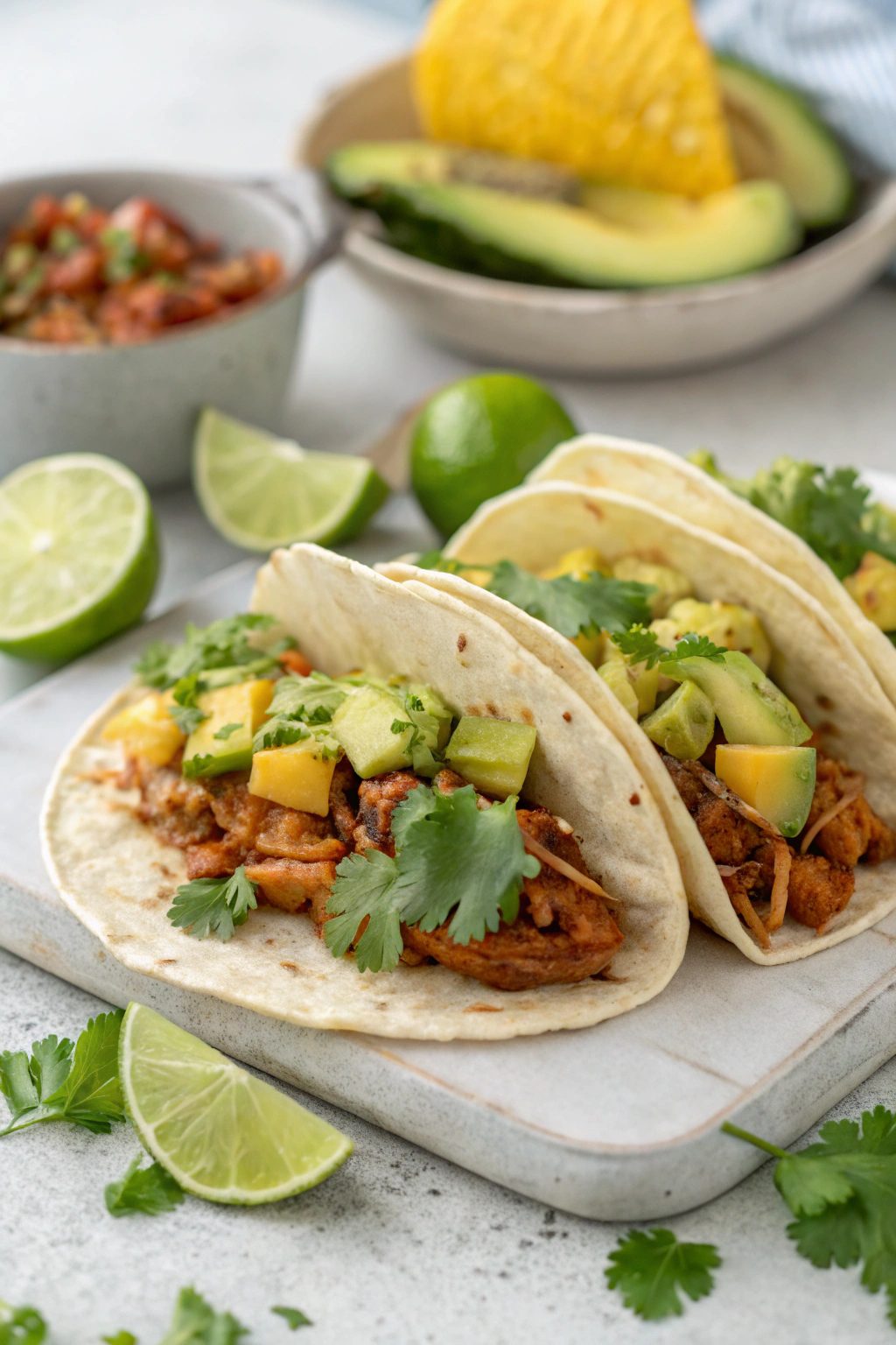 Jackfruit Tacos With Avocado Salsa recipe