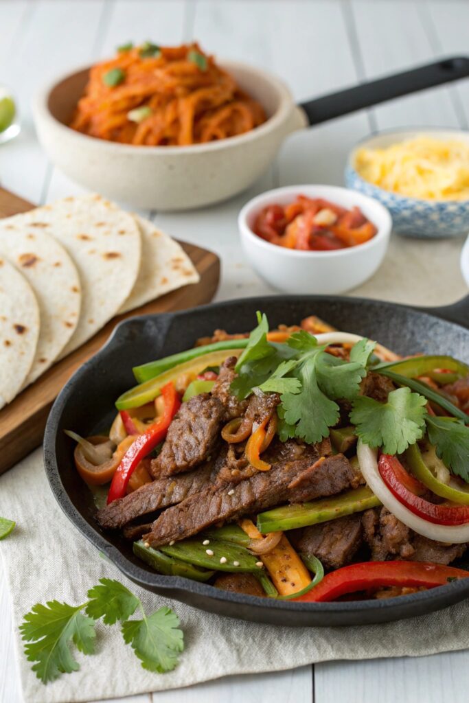 korean inspired beef fajitas