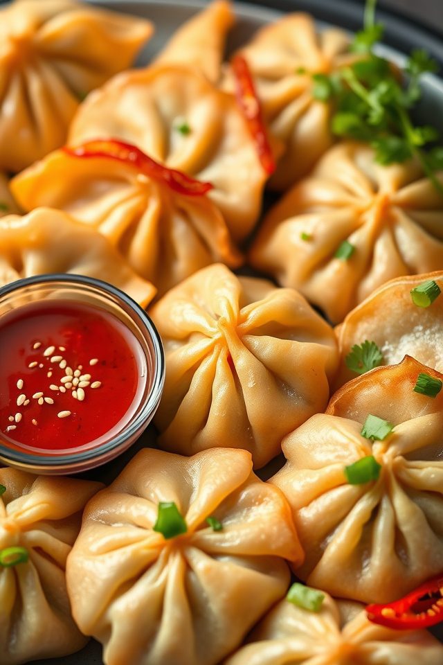 korean dumplings with sauce