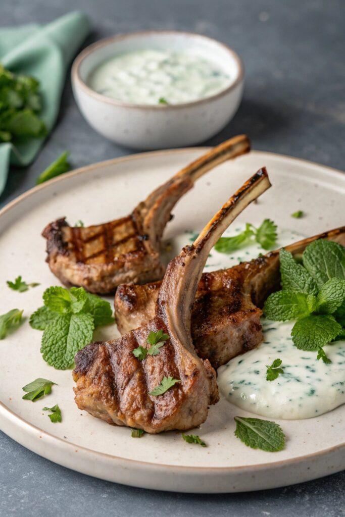 lamb chops with mint yogurt