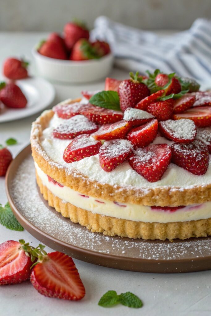 layered strawberry cream pie