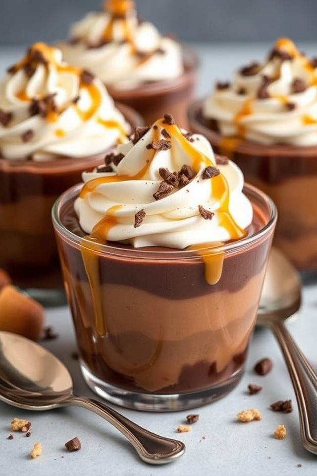 layered chocolate butterscotch desserts