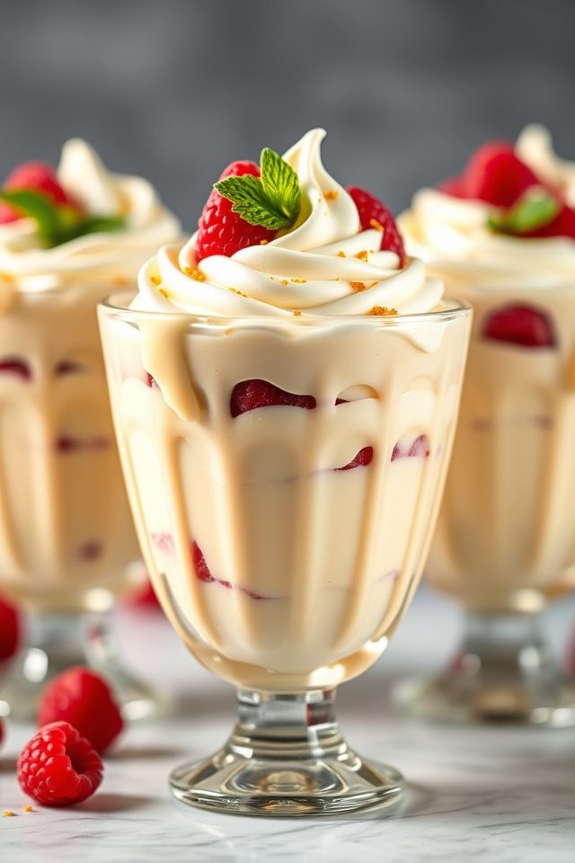 layered white chocolate dessert