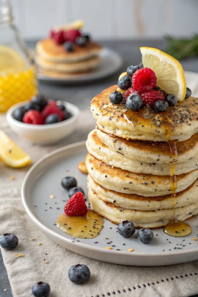 zesty lemon poppy pancakes