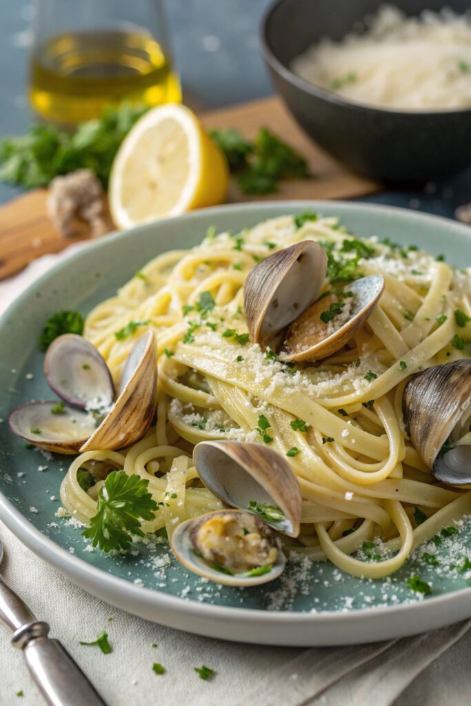 clam sauce pasta dish
