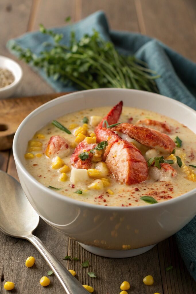 luxurious seafood chowder dish