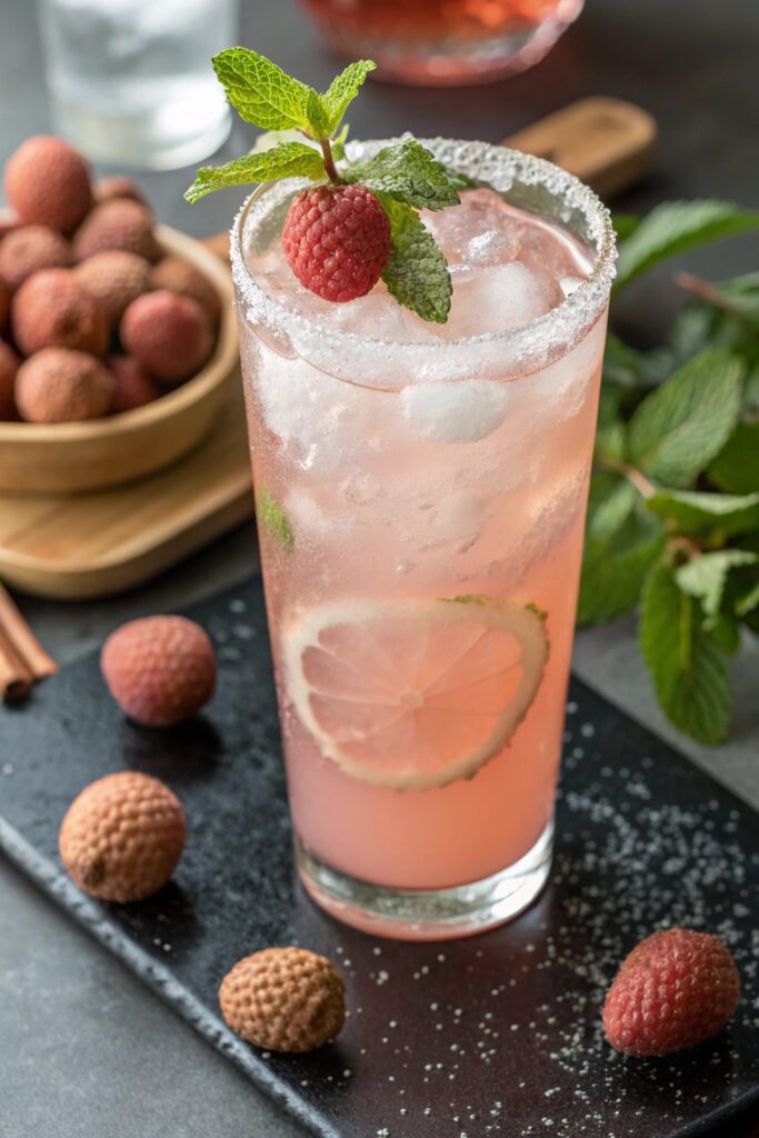 tropical lychee rum cocktail
