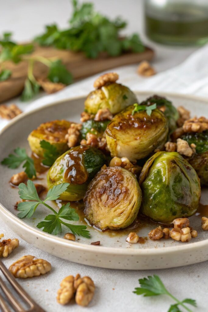 maple sweetened crispy sprouts