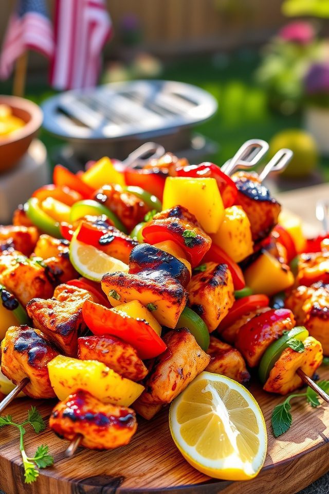 marinated kabobs with vegetables
