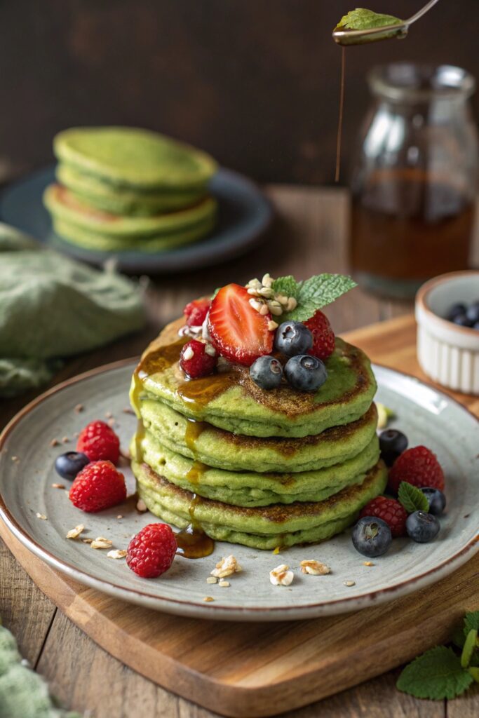 matcha infused pancake breakfast