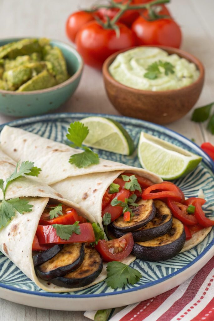 mediterranean inspired eggplant fajitas