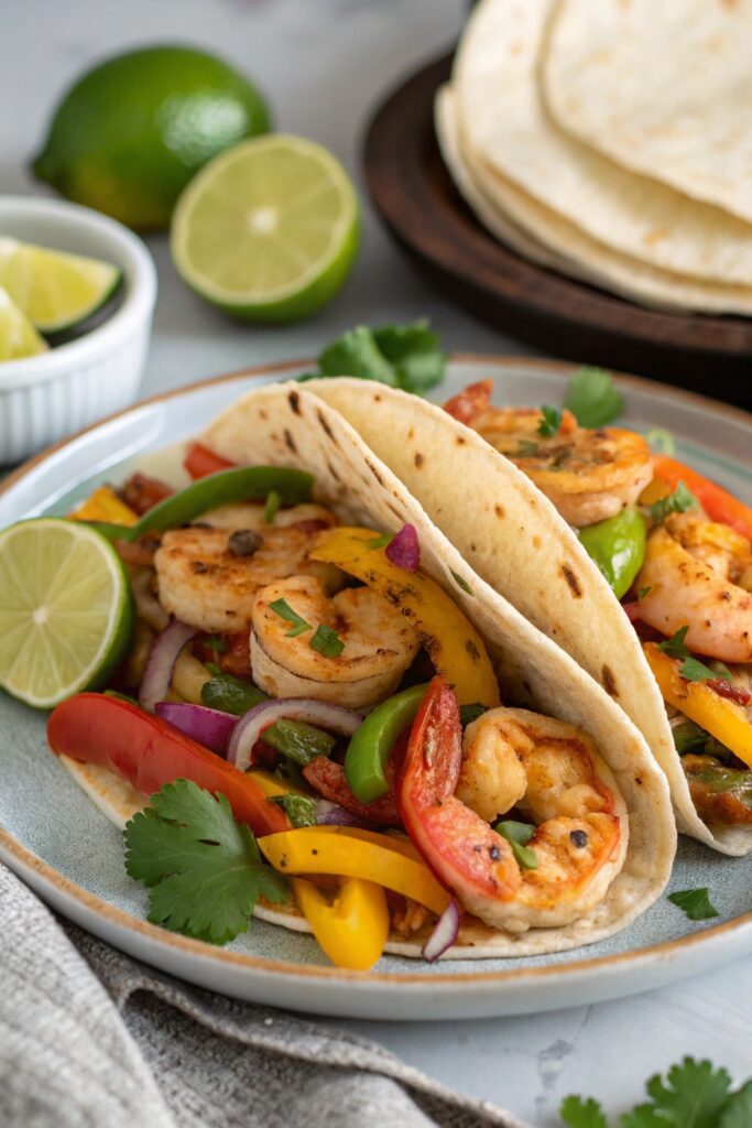 mediterranean shrimp fajitas delight