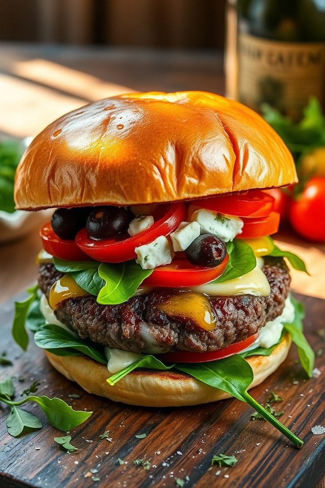 mediterranean burger with feta