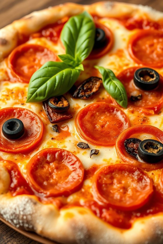 mediterranean inspired pepperoni pizza