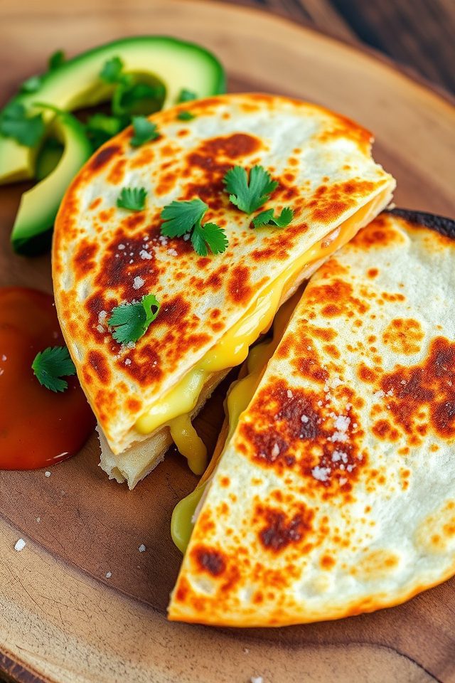 melted cheese in tortillas