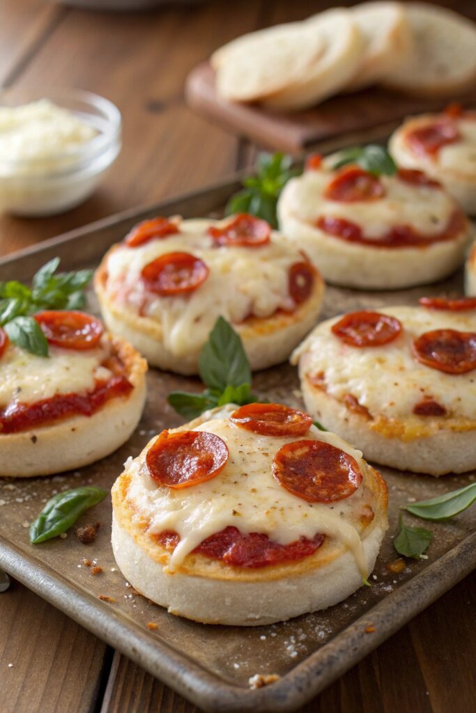 mini pizzas on muffins