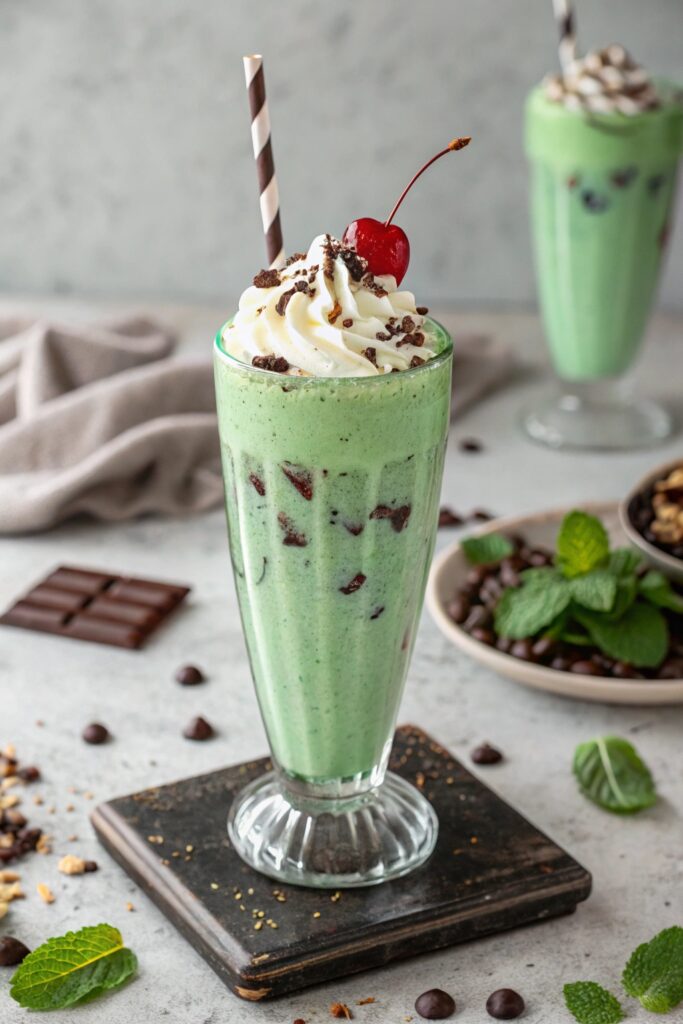 minty chocolate ice cream shake