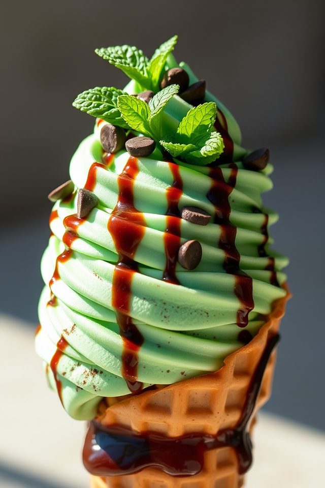 minty chocolate chip sundae