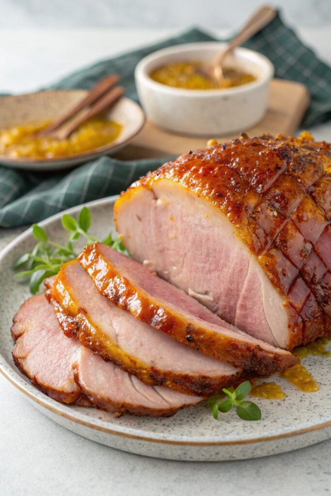 Mustard and Brown Sugar Glazed Ham