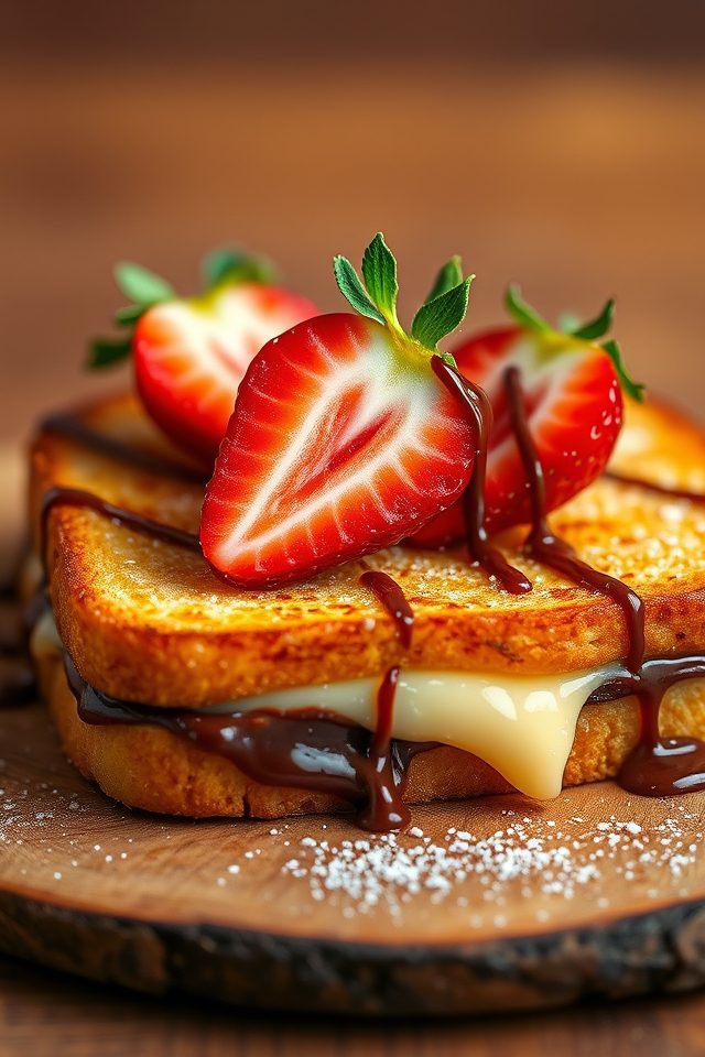 nutella strawberry cheese toast