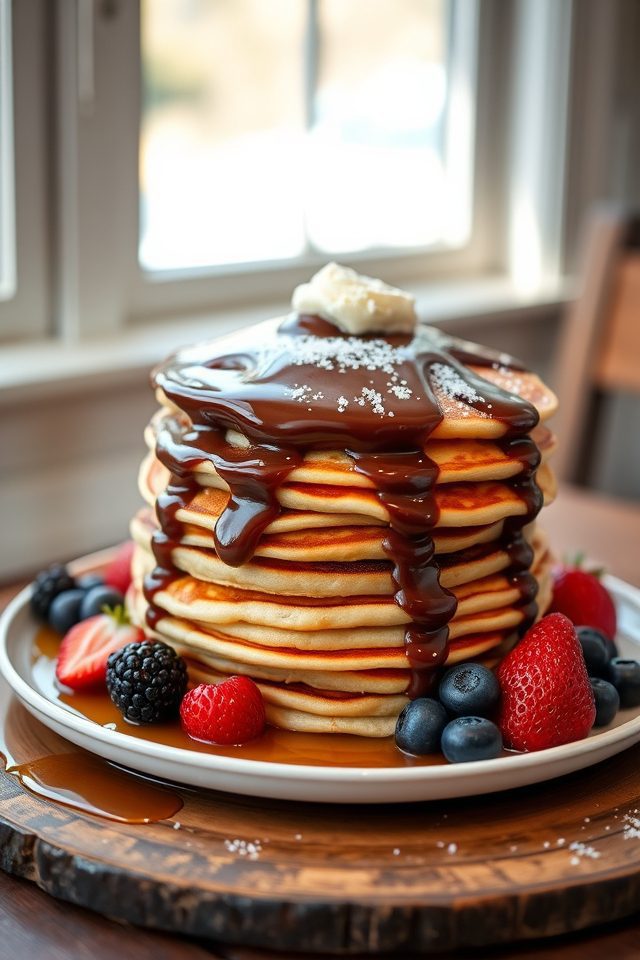 nutella swirled fluffy pancakes