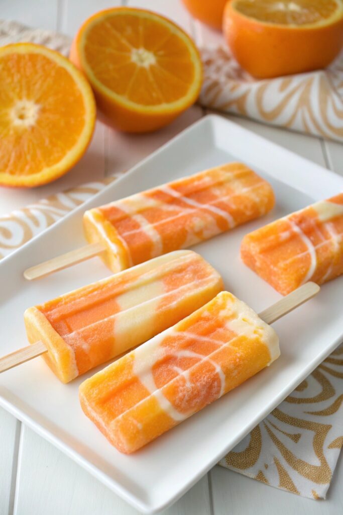creamy orange yogurt pops