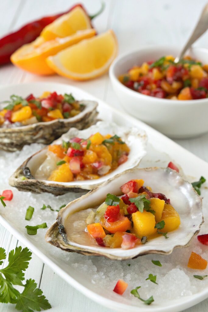 oysters with peach salsa