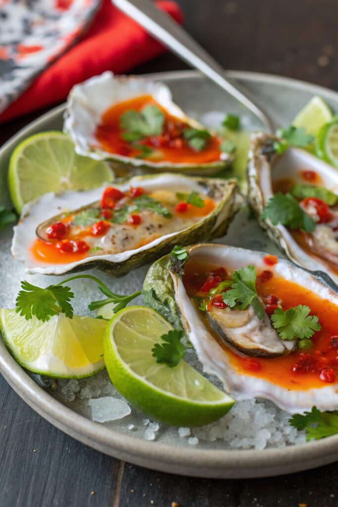 sriracha lime dressed oysters
