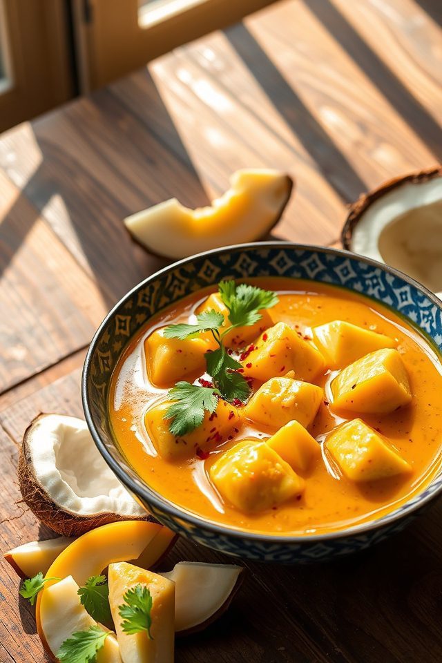 pawpaw coconut curry fusion dish
