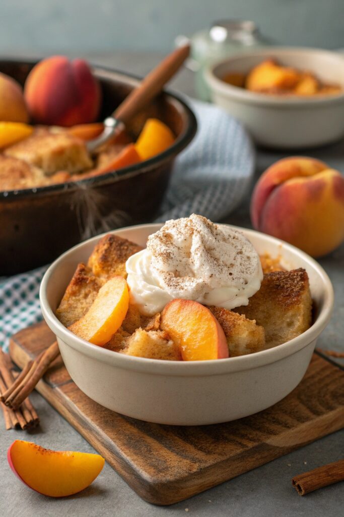 peachy custard bread pudding