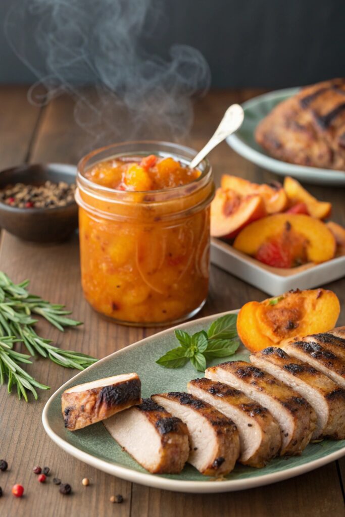 peach chutney enhances grilled meats