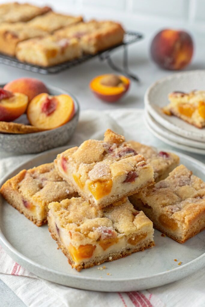 buttery peach cobbler bars