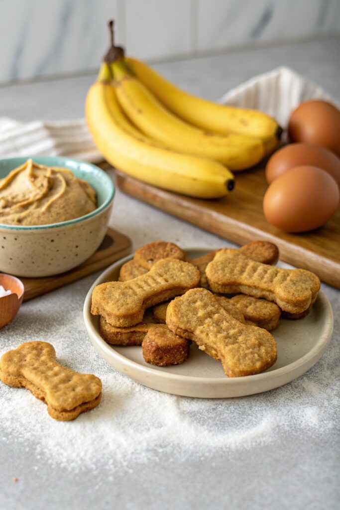 Beautiful view of Peanut Butter Banana Biscuits For Dogs Healthy